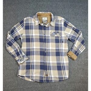 Legendary Whitetails Flannel Mens Large Buck Camp Shirt Blue Corduroy Cuffs